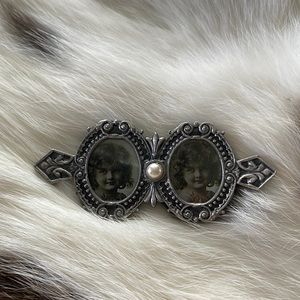 Vintage pewter frame brooch